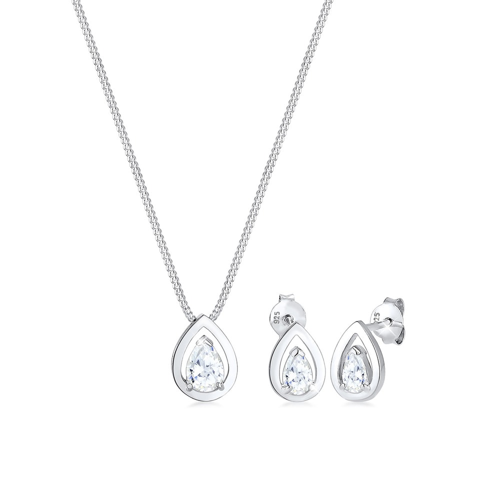 Elli Elli Ensemble de Bijoux Tropfen Drop Zirkonia Klassik 925 Sterling Silber Bijoux