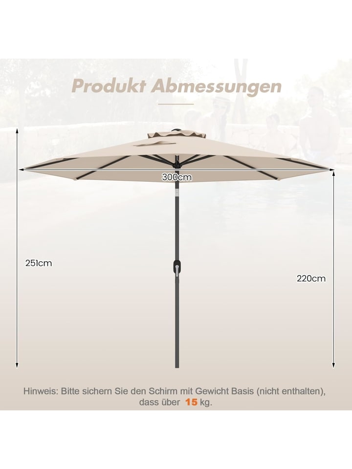 COSTWAY Sonnenschirm 300 cm 30° knickbar in Beige günstig kaufen onesize