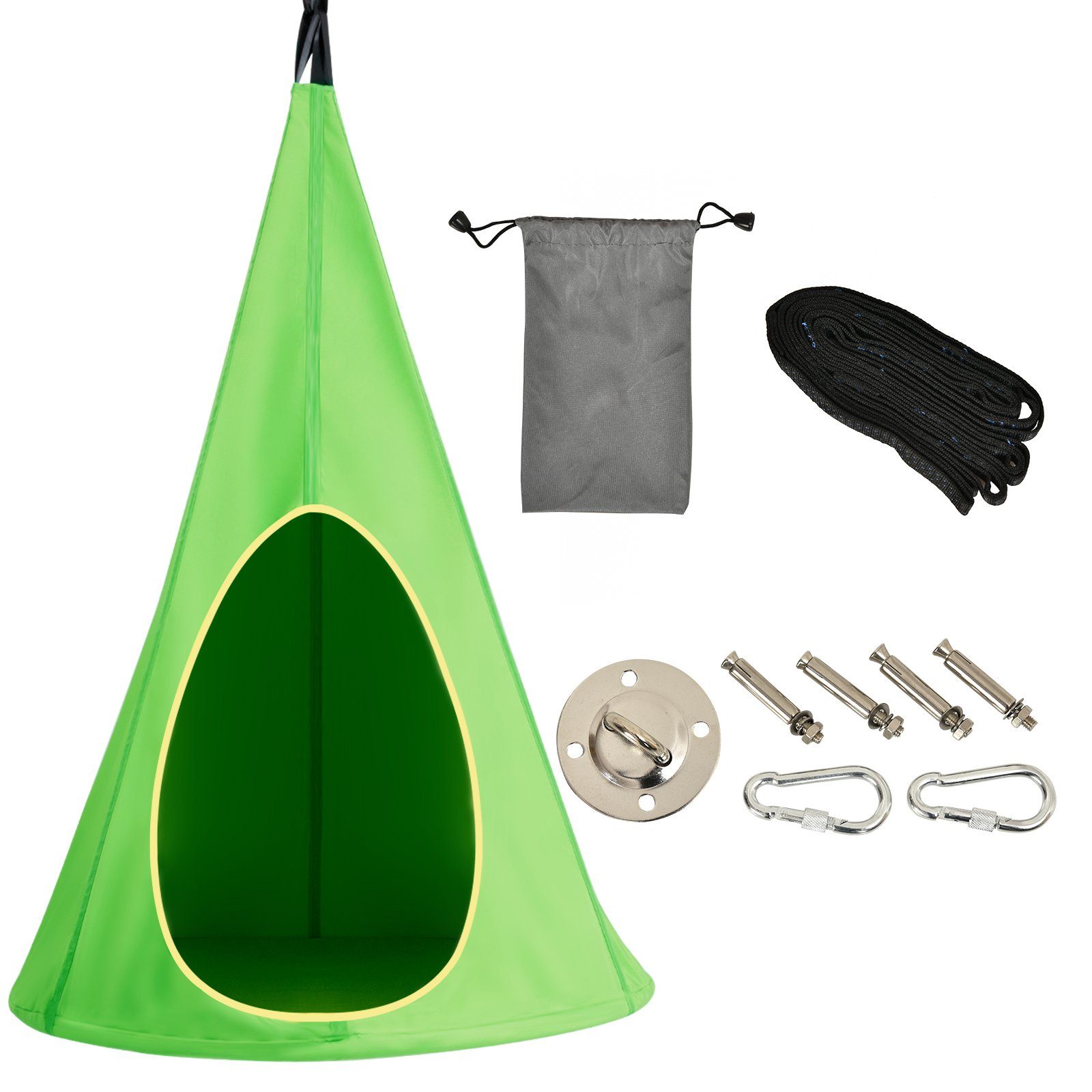 COSTWAY Hängezelt Hängehöhle, Personen: 3, belastbar bis 115 kg, 100 x 150 cm, grün