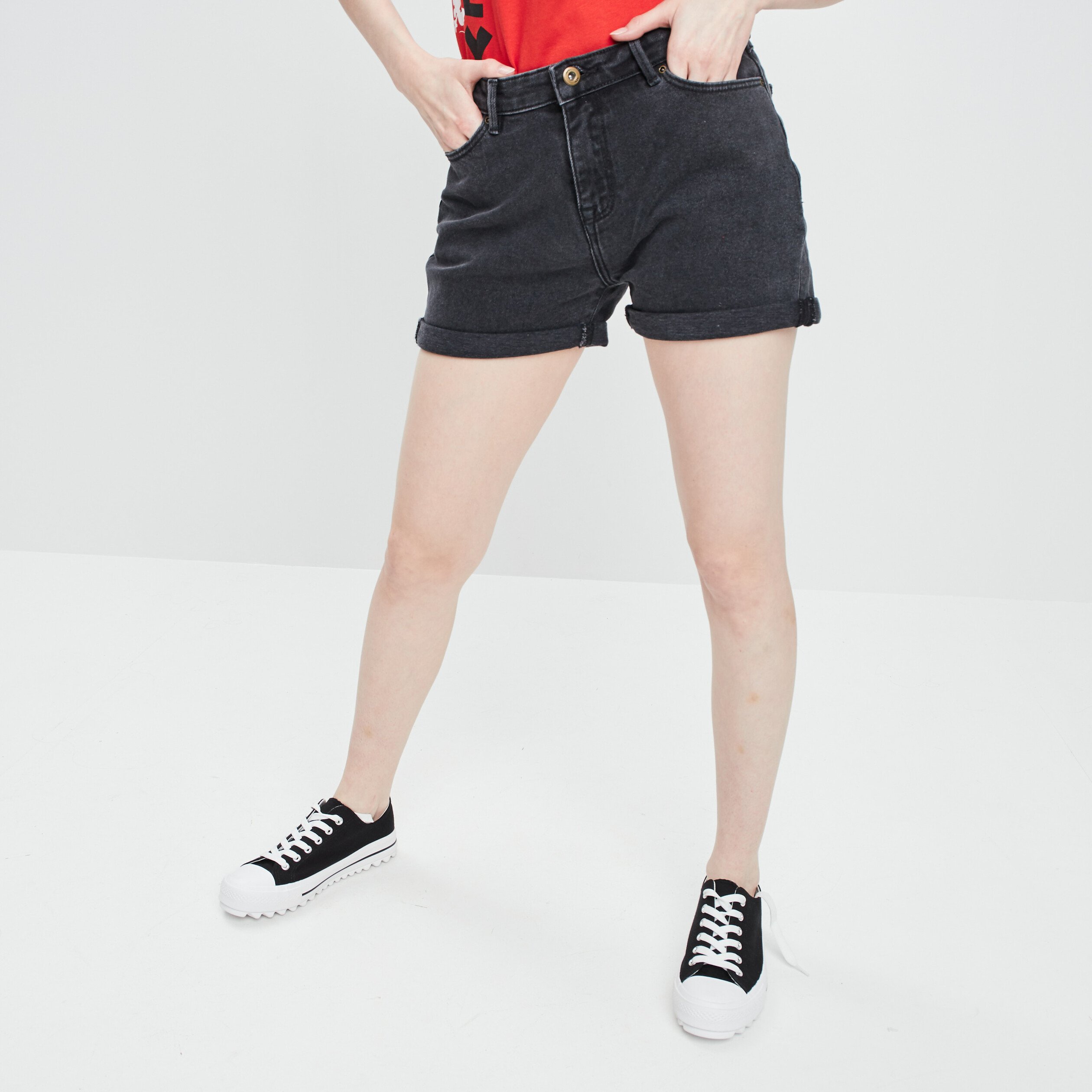 Short mom en jean denim noir femme | La Halle