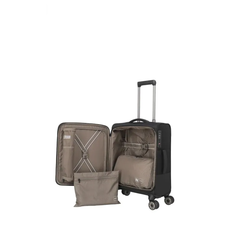 Travelite CROSSLITE Bordtrolley S mit 4 Rollen (55 cm) - Schwarz