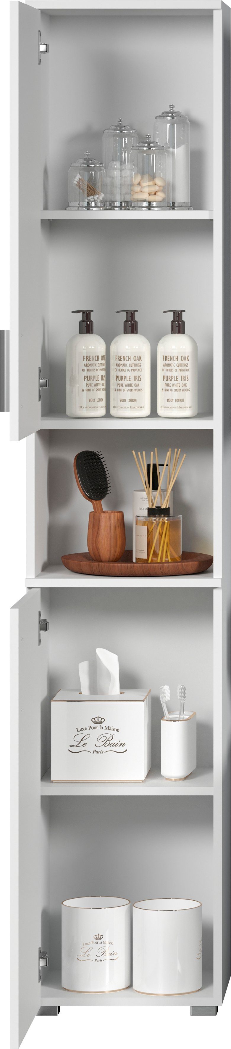 welltime Hochschrank Prag (1-St) Badmöbel mit wechselbarem Türanschlag, Breite 37cm