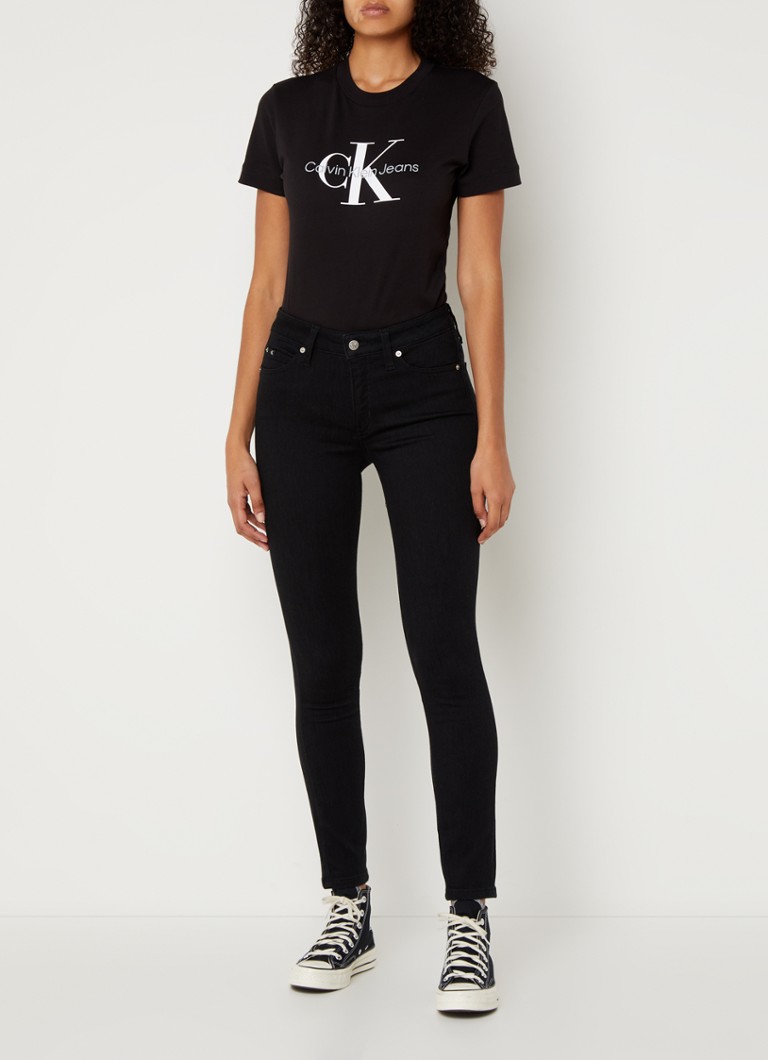 Blugi Calvin Klein cu talie medie, de culoare spălată