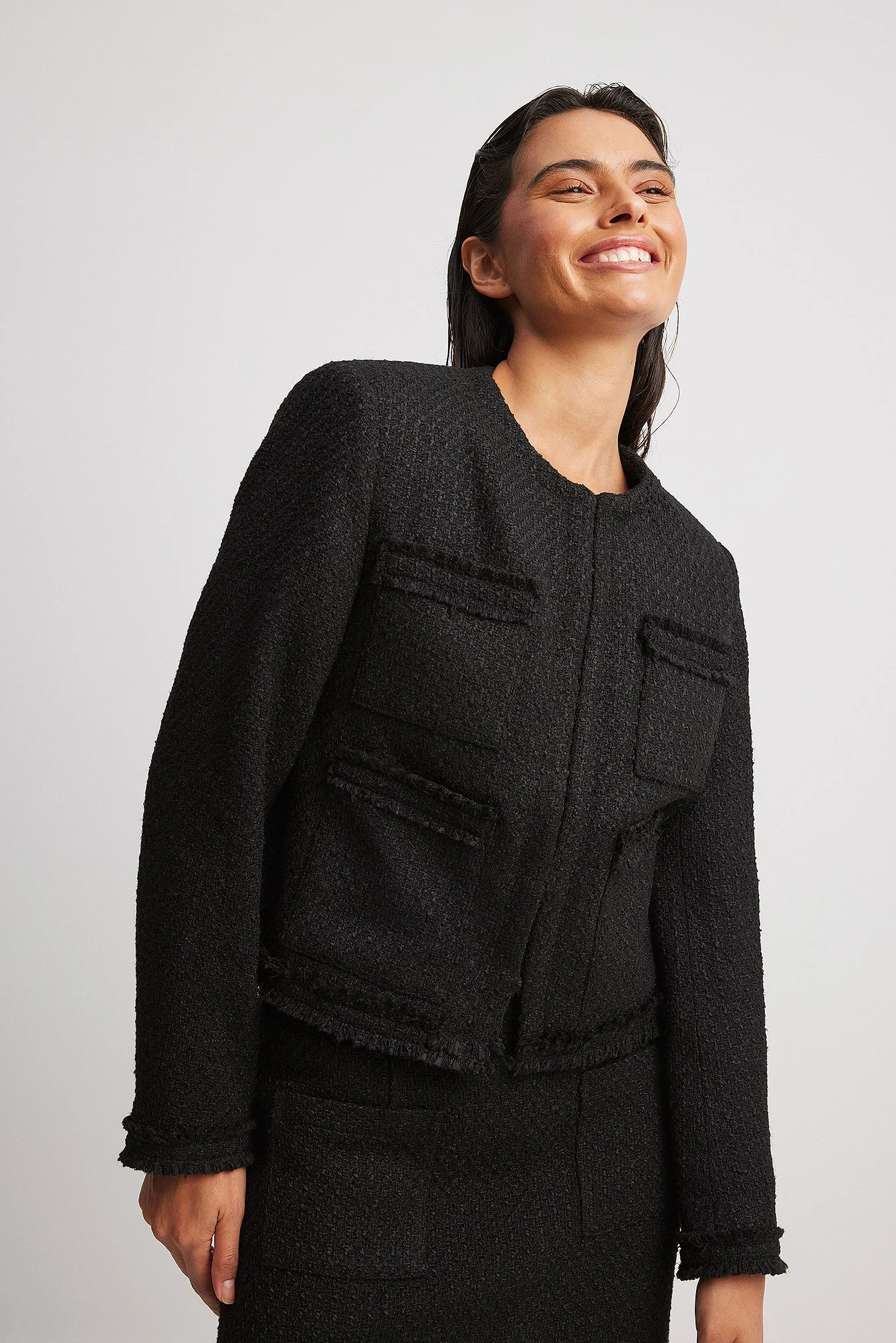 Tweed-Jacke mit Taschendetail