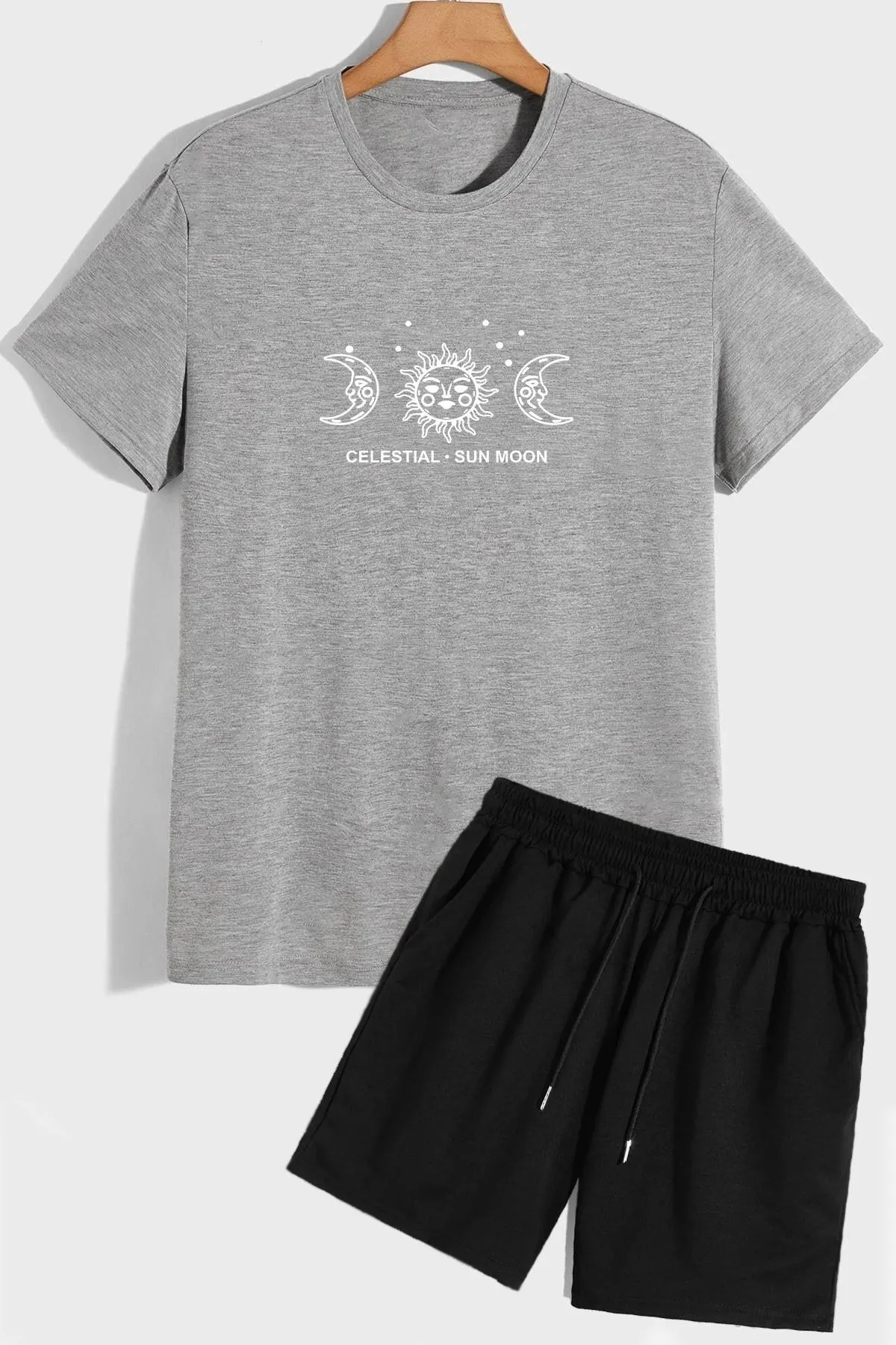 trendypassion  Shorts-T-Shirt-Trainingsanzug-Set mit Universum-Thema