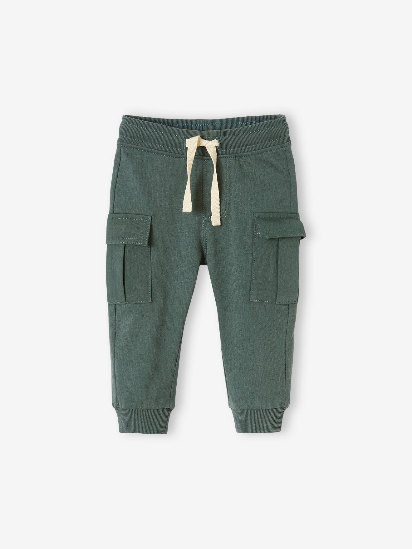 Pantalon bébé en molleton esprit battle vert foncé