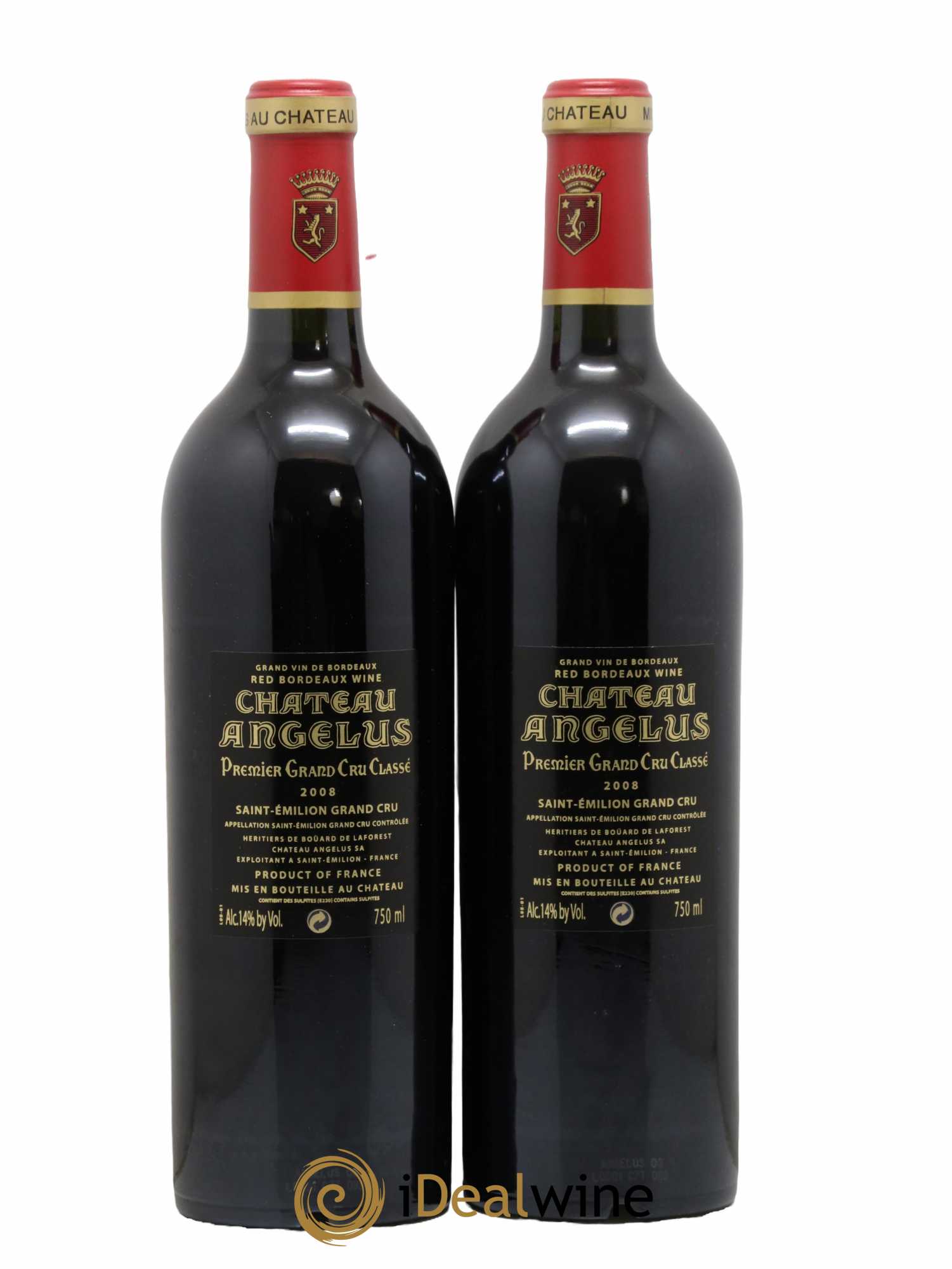 Château Angélus 1er Grand Cru Classé A  2008 - Lot de 2 Bouteilles