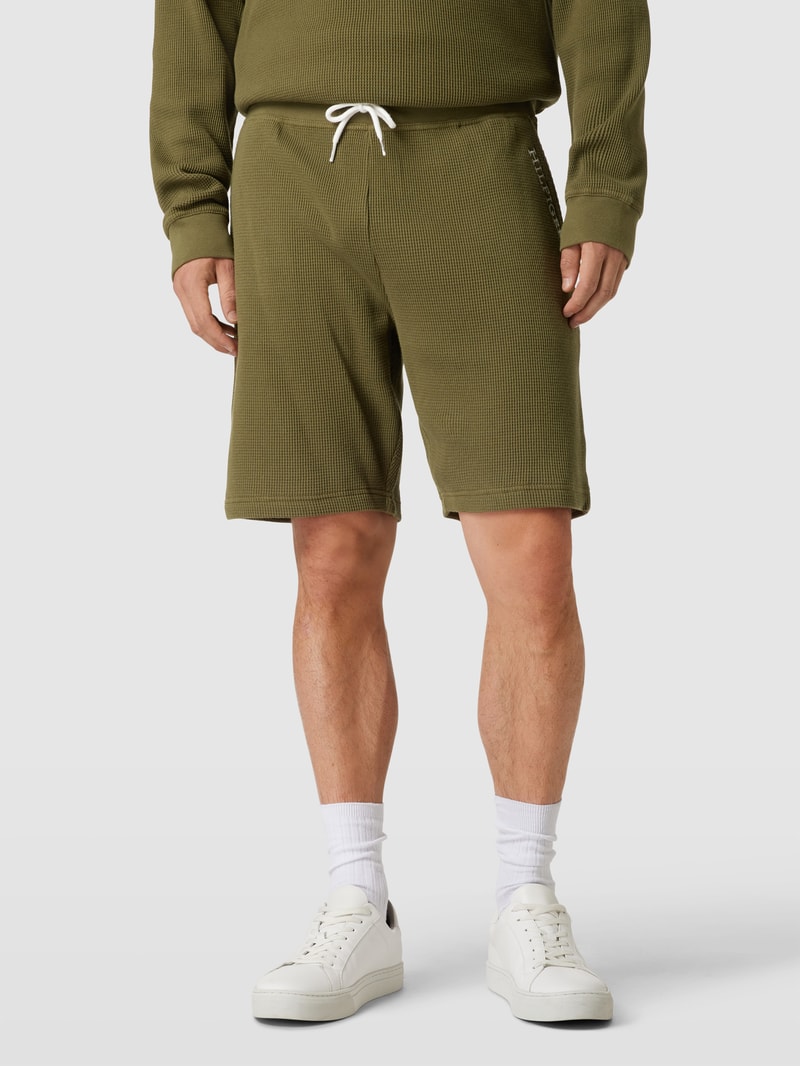 Sweatshorts mit Waffelstruktur Modell 'MONOTYPE' in khaki