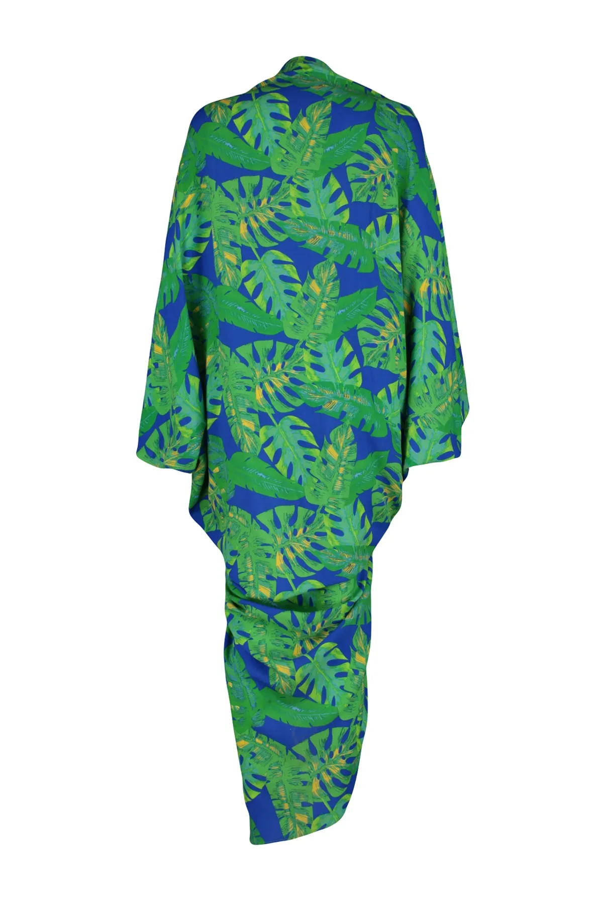 Trendyol Collection  Tropisch gemustertes, weit geschnittenes Maxi-Strandkleid aus Webstoff mit Raffung TBESS23EL00274