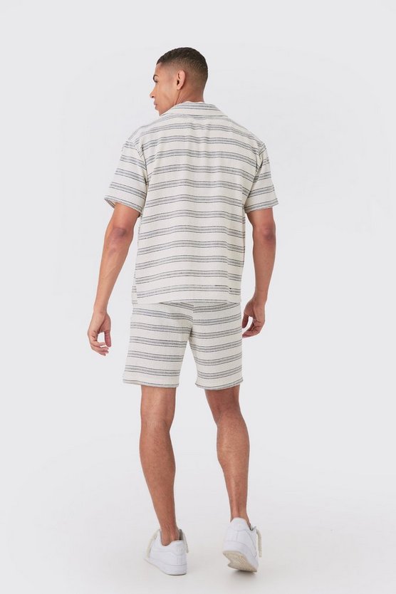 Boxy Short Sleeve Open Weave Shirt & Short Set