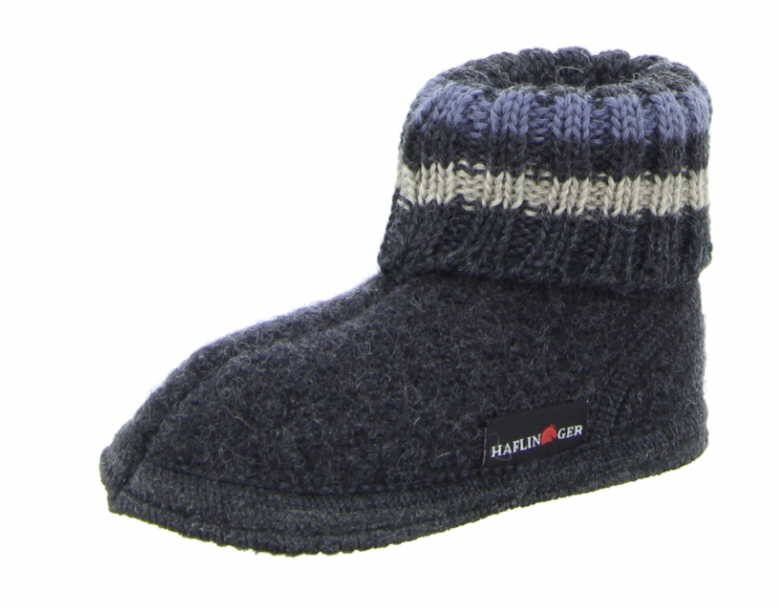 HAFLINGER Hausschuhe schwarz Hüttenschuh Paul Graphit