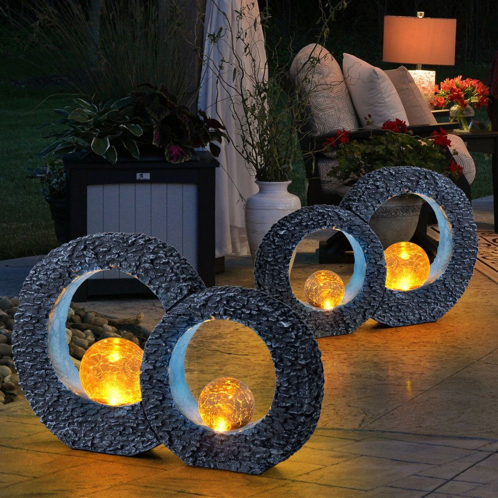 etc-shop LED Solarleuchte, LED-Leuchtmittel fest verbaut, Solar Dekoleuchte Skulptur Gartendeko