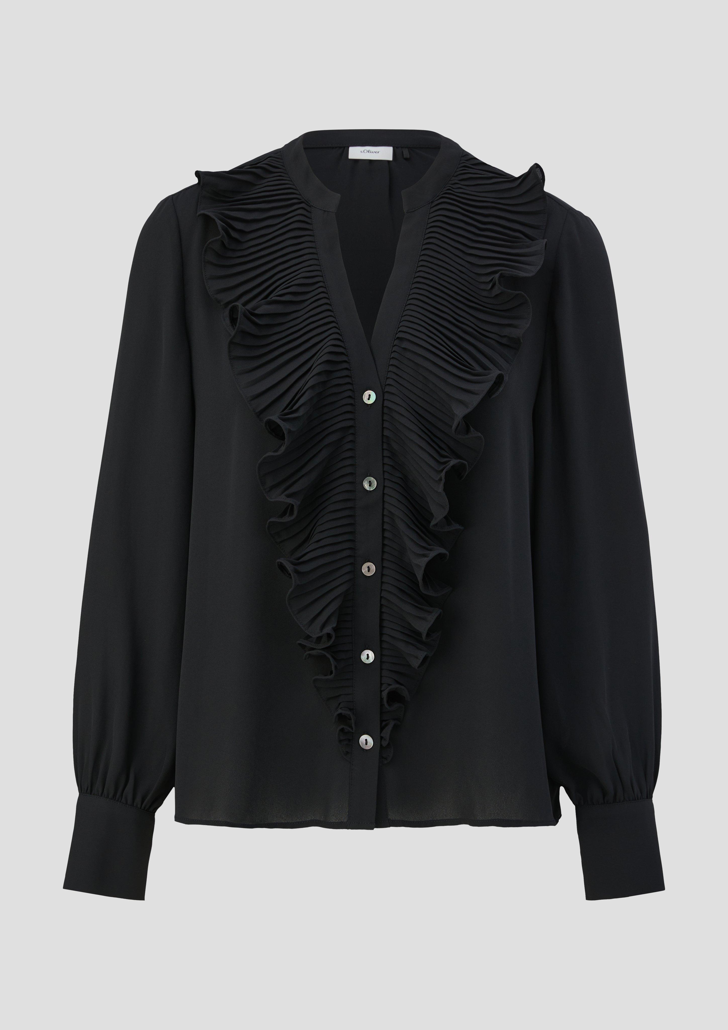 Crêpe-Bluse mit plissierten Volants  2139580-9999