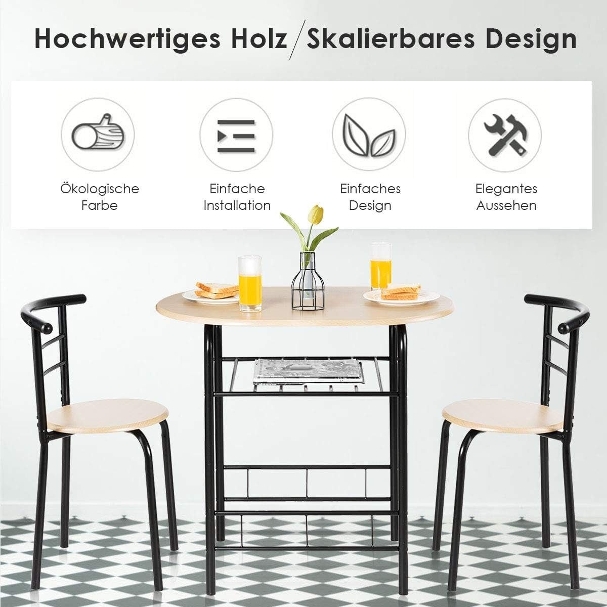 KOMFOTTEU Essgruppe Sitzgruppe, (Set, 3-tlg), Balkonset aus Holz