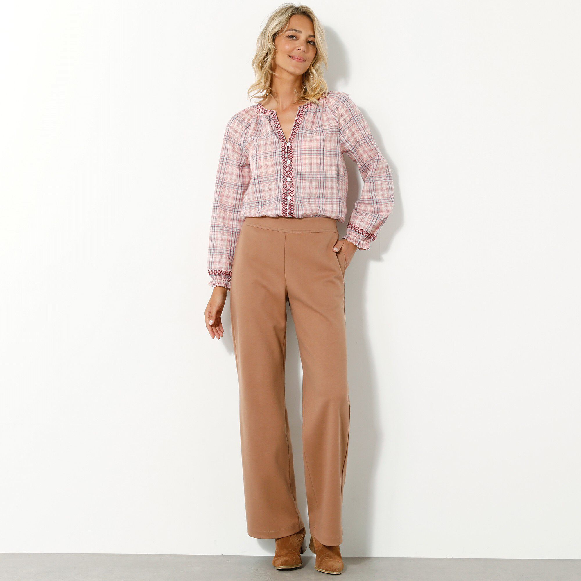 Pantalon large chaud, aspect lainage