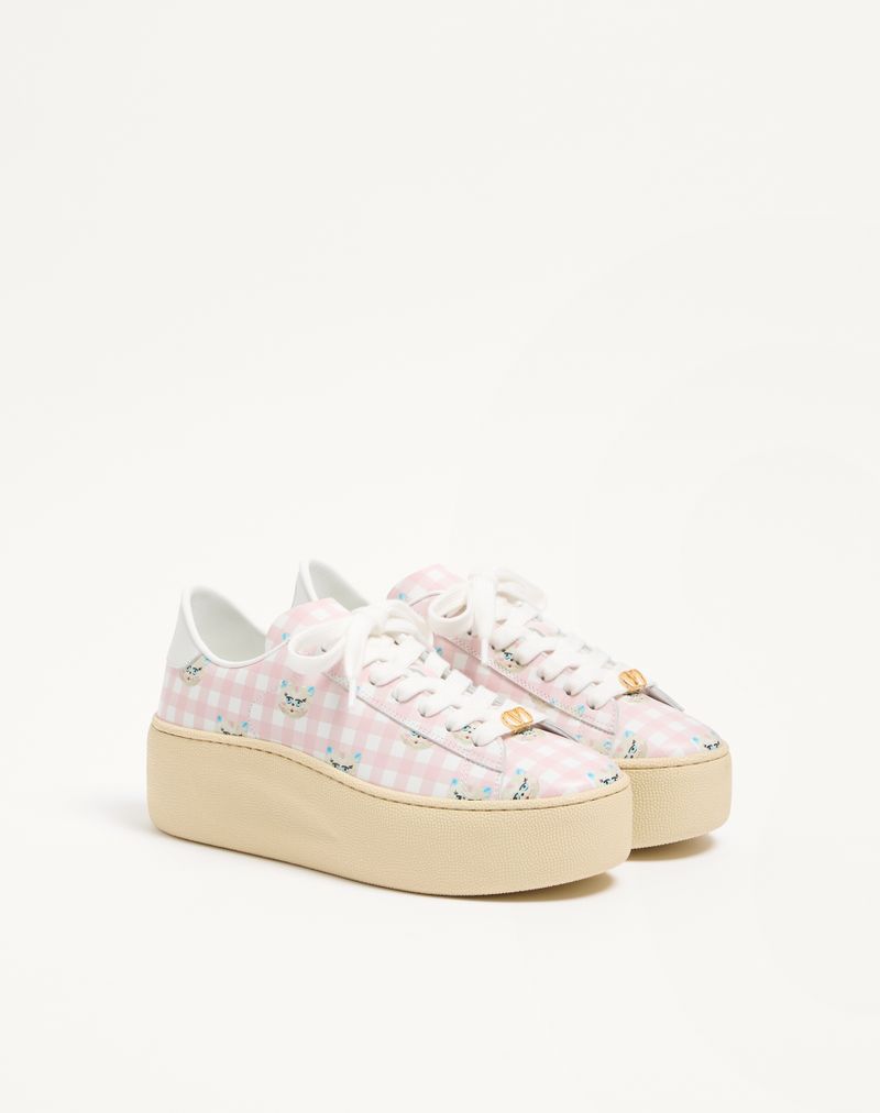 Le Chat De La Maison Baskets Plateformes Royco en Cuir de Veau Nappa Vichy