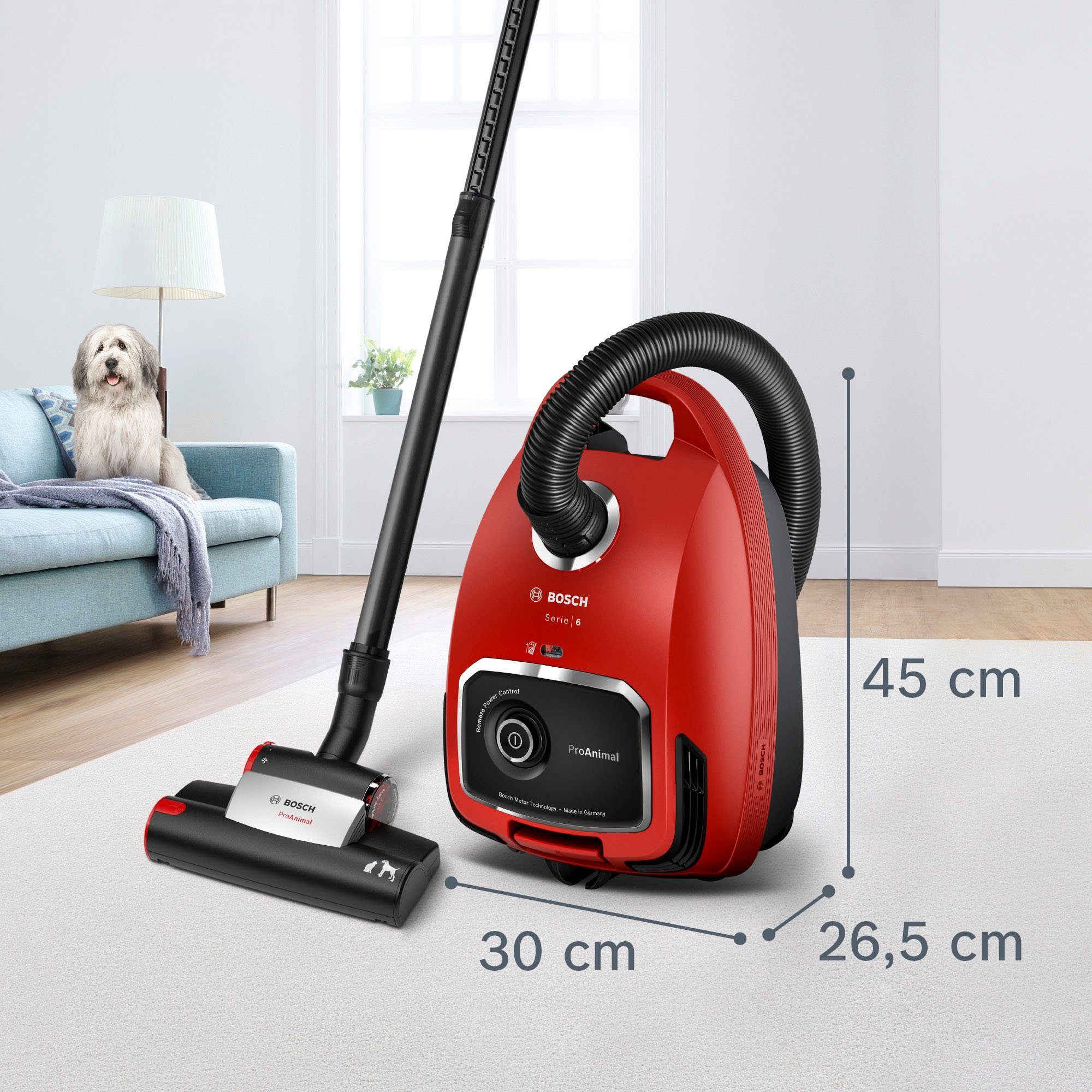 BOSCH Bodenstaubsauger ProAnimal Serie 6, BGL6TPET, 700 W, mit Beutel, Ideal für Haustierbesitzer