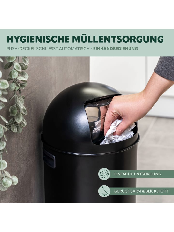 eluno Pushmülleimer 35 Liter aus Stahlblech, Retro Abfalleimer mit abnehmbarem Deckel günstig kaufen onesize