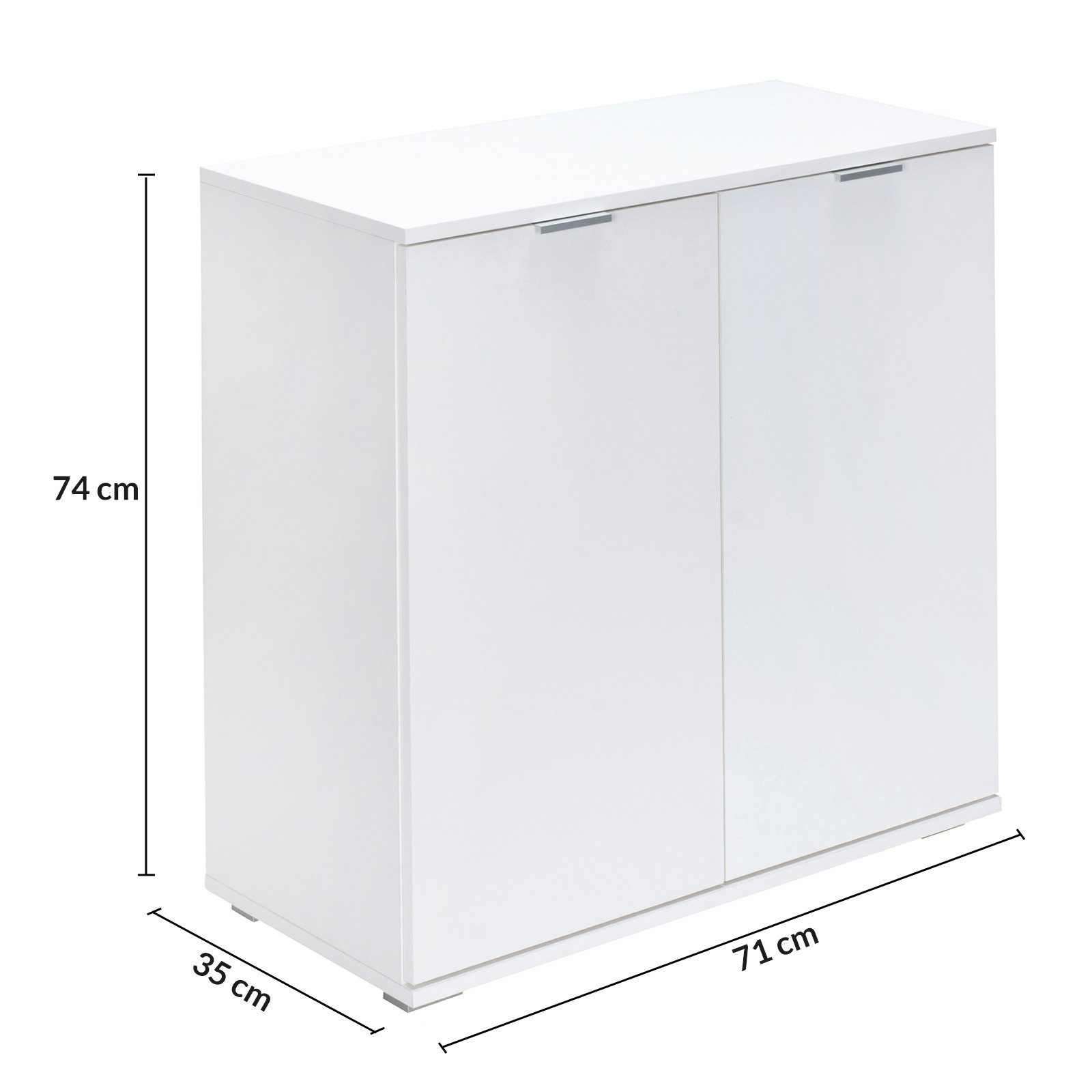 Casaria Kommode Alba DB111, mit 2 Türen 71x74x35 cm höhenverstellbarer Einlegeboden Holz