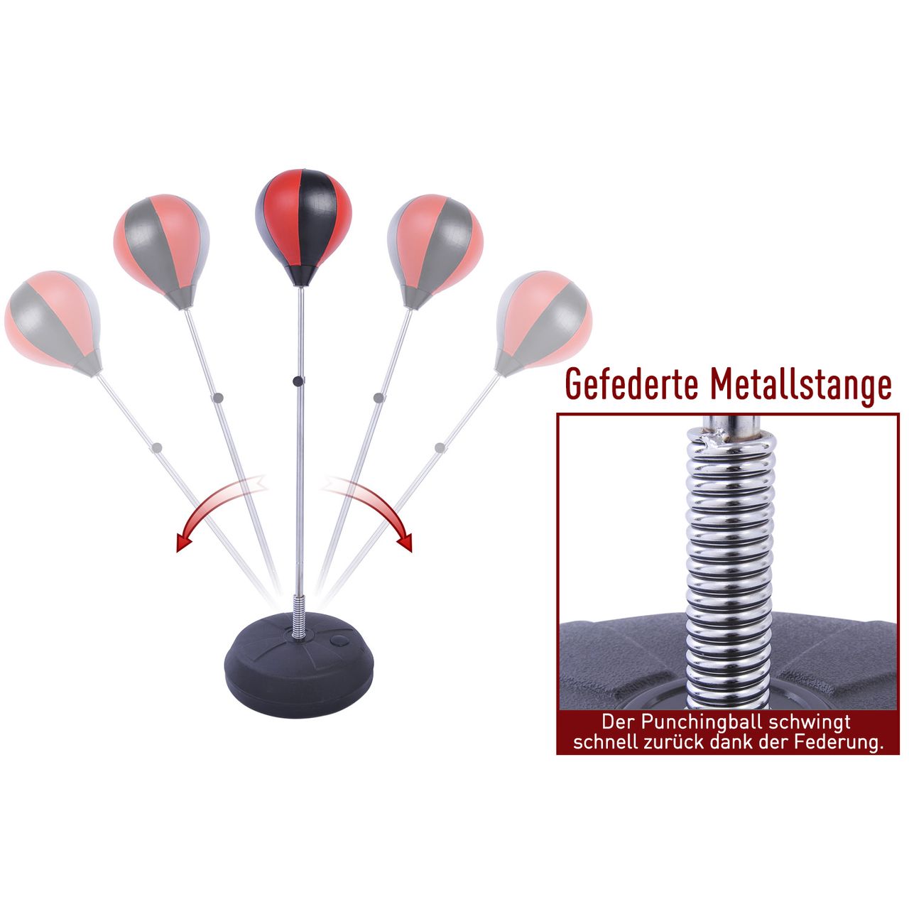 HOMCOM Punchingball Set Standbox Training Set höhenverstellbar Schwarz Rot