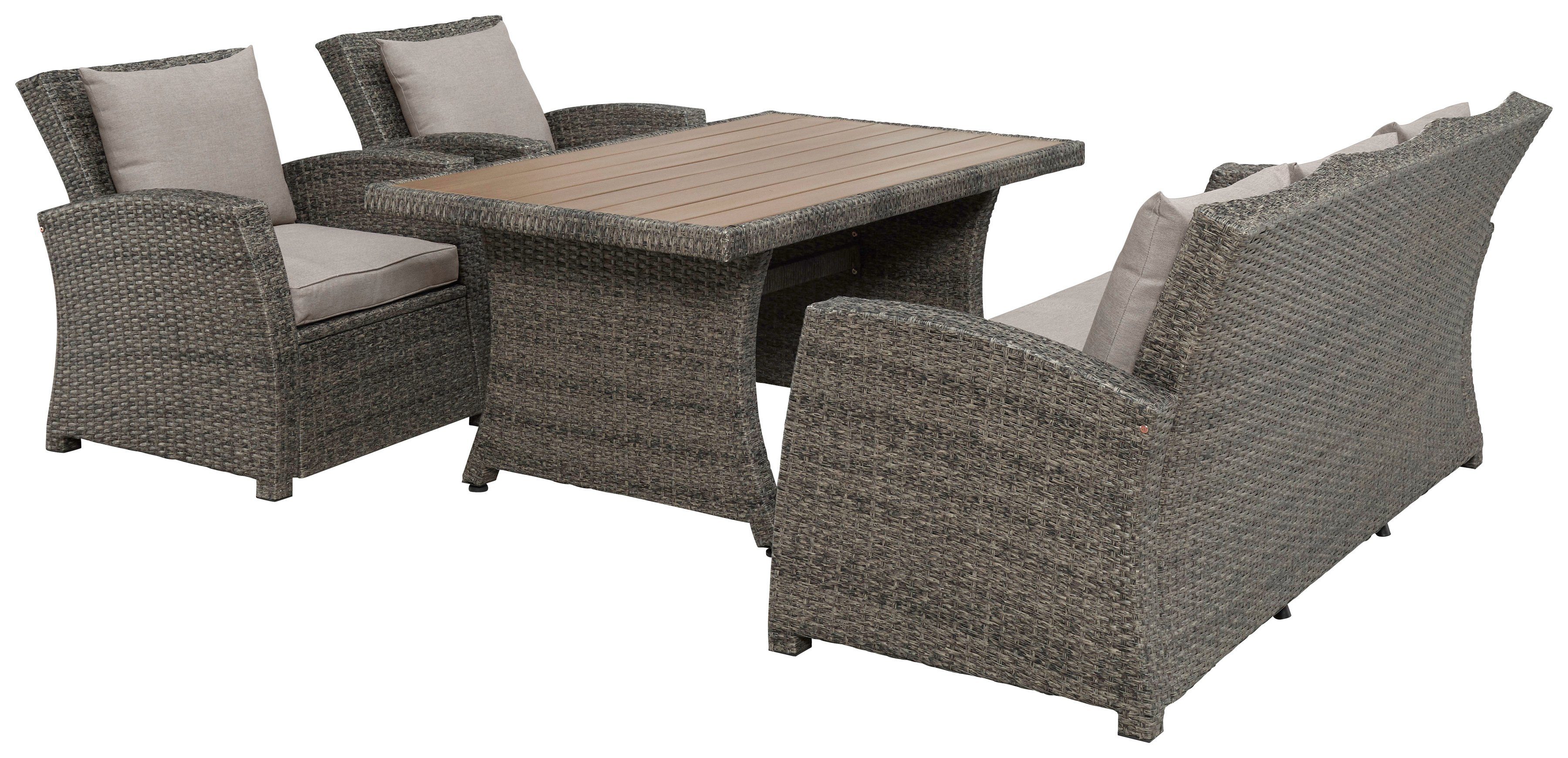 KONIFERA Gartenlounge-Set Siros, (12-tlg), 3-er Sofa, 2 Sessel, Tisch 135x82 cm, Polyrattan