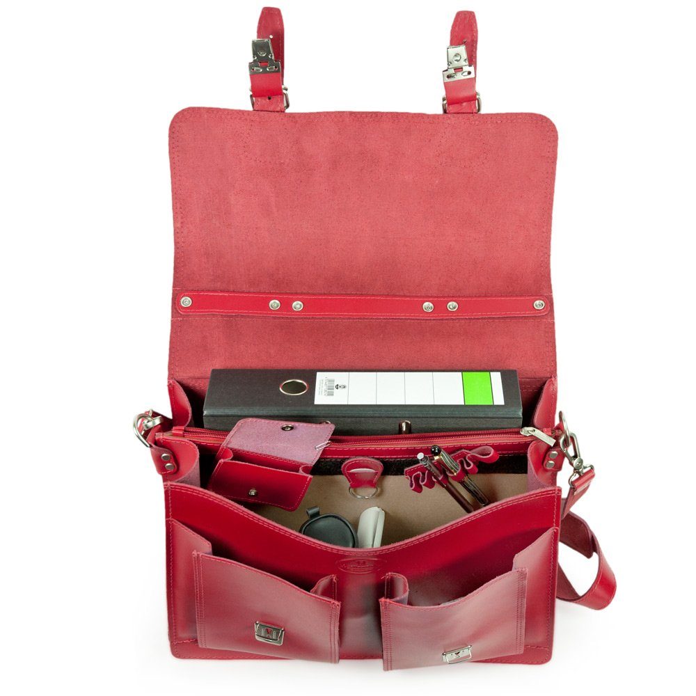 Hamosons Aktentasche Aktentasche / Lehrertasche, Größe L, Leder, Kirsch-Rot, Hamosons 600