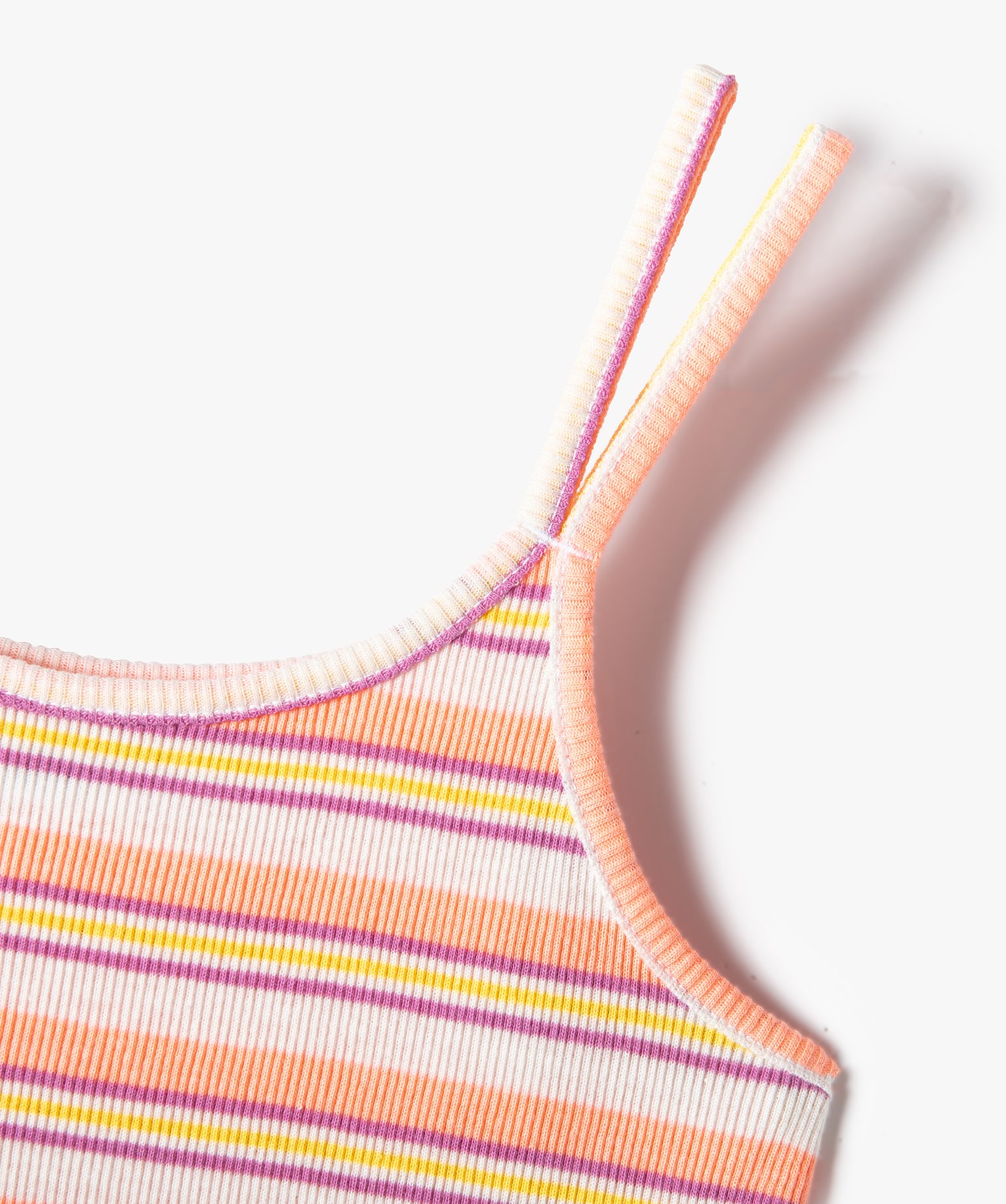 Débardeur fille en maille ctelée à fines bretelles multicolore | GEMO