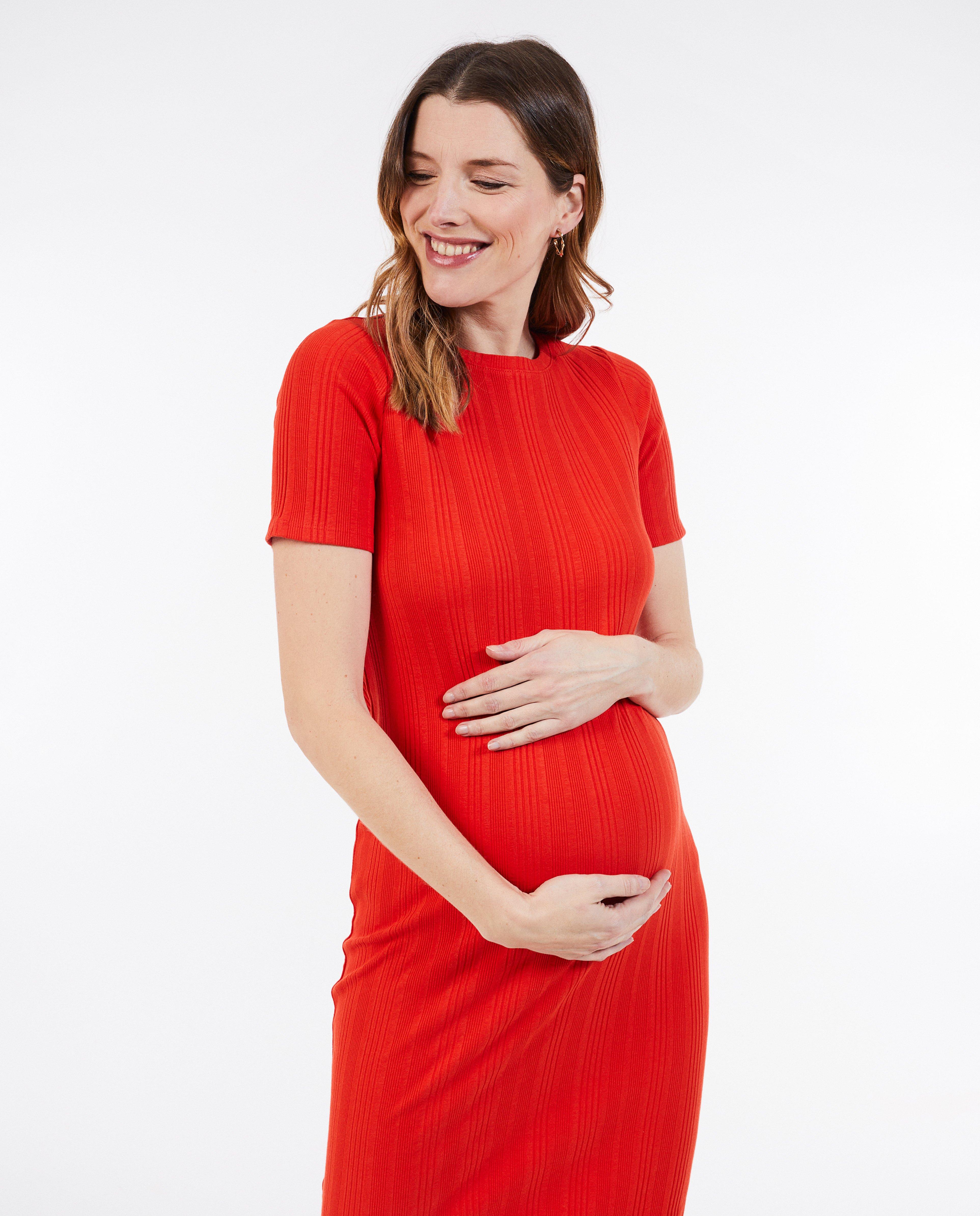 Rochie Atelier Maman Maternity cu nervuri fine roșii