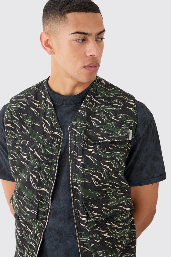 Schwarzes Camouflage Utility Twill Tanktop