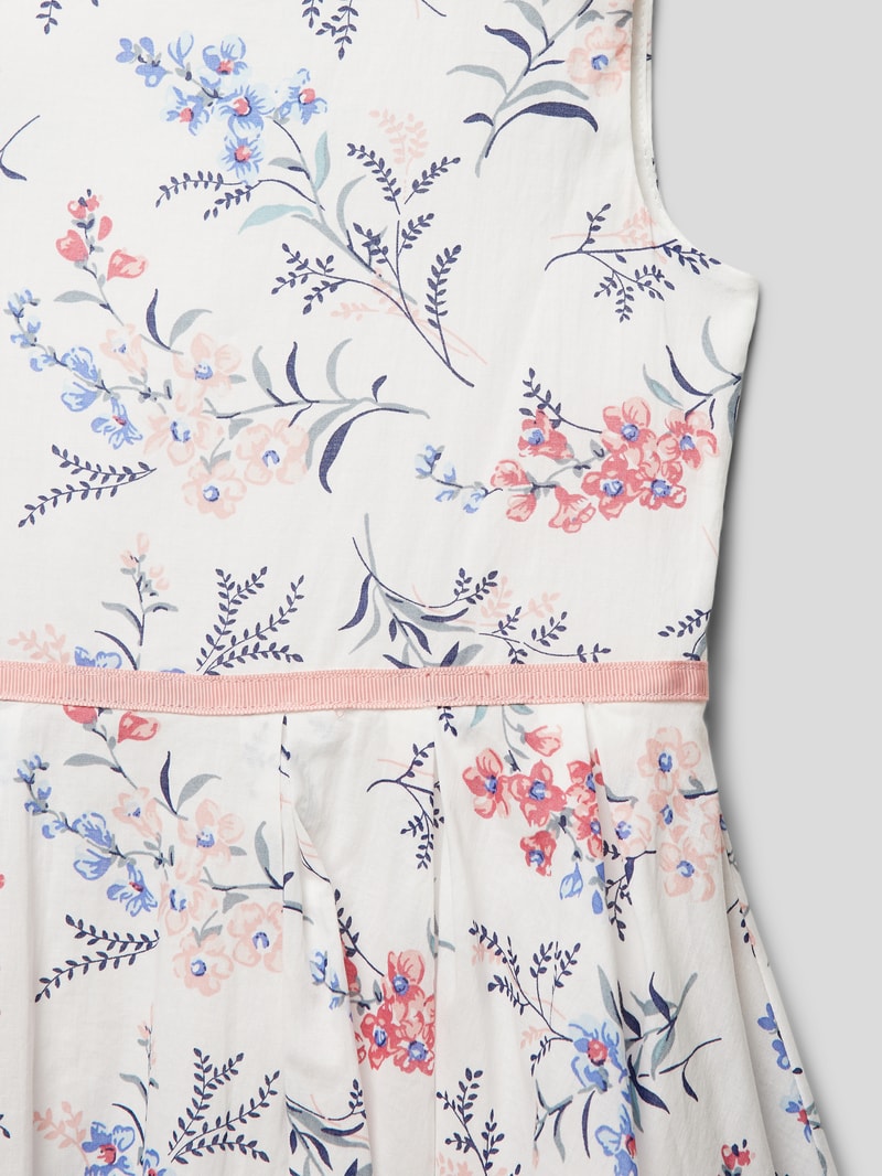 Minikleid mit floralem Muster in ecru