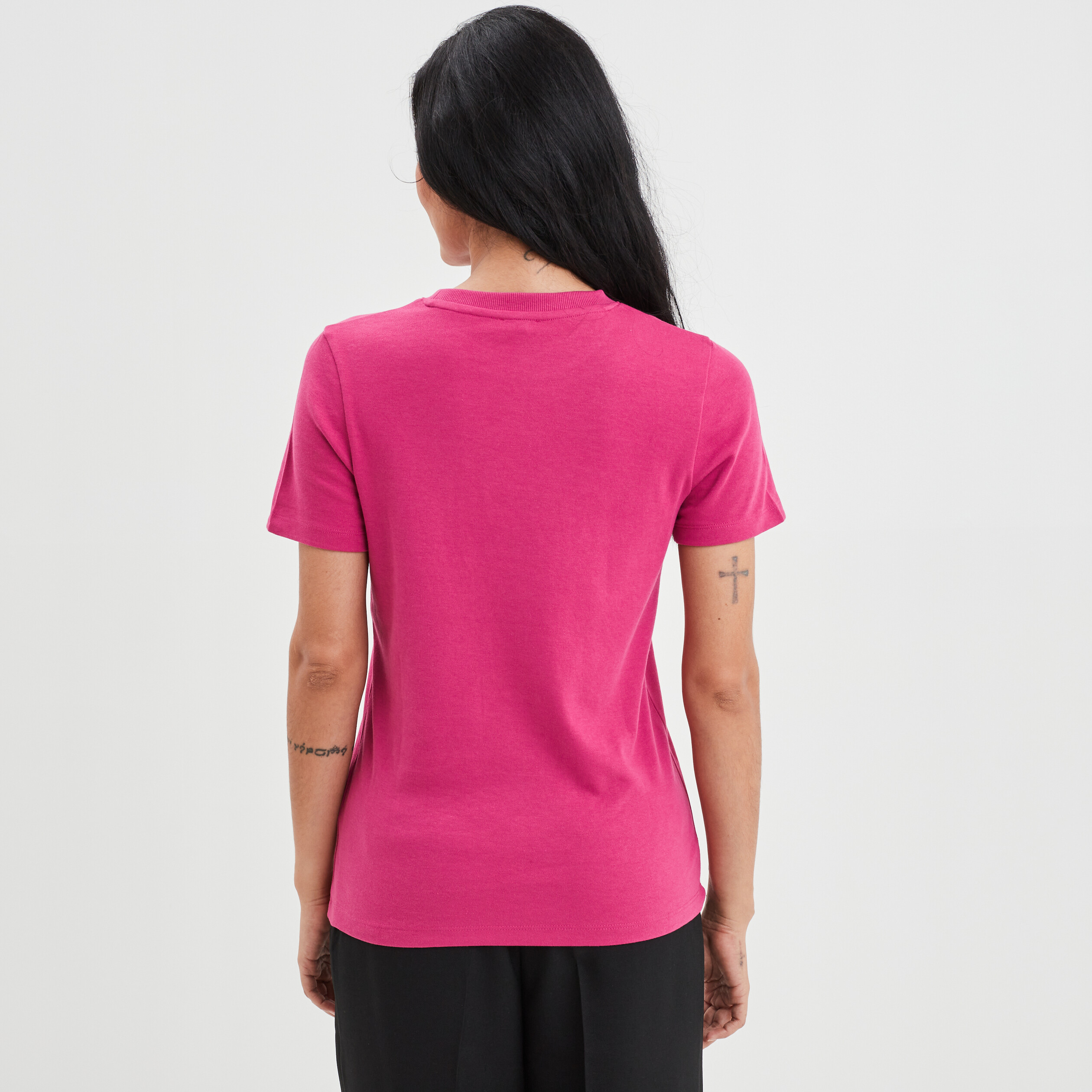 T-shirt droit manches courtes rose fushia femme | La Halle