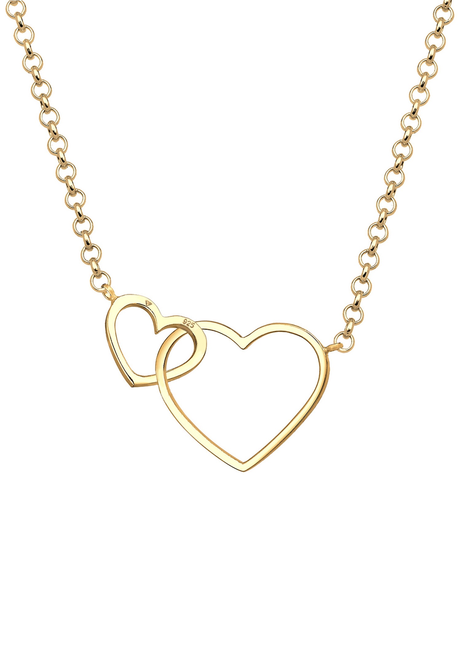 Ciondolo da donna Elli a forma di cuore intrecciato in argento sterling 925 placcato oro