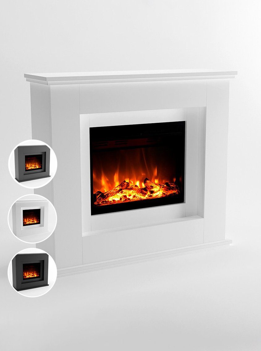 GLOW FIRE Elektrokamin EUROPA LED Kamin mit Heizung, Standkamin, Elektrischer Kamin mit 3-fach Farbwechsler und Knisterfunktion