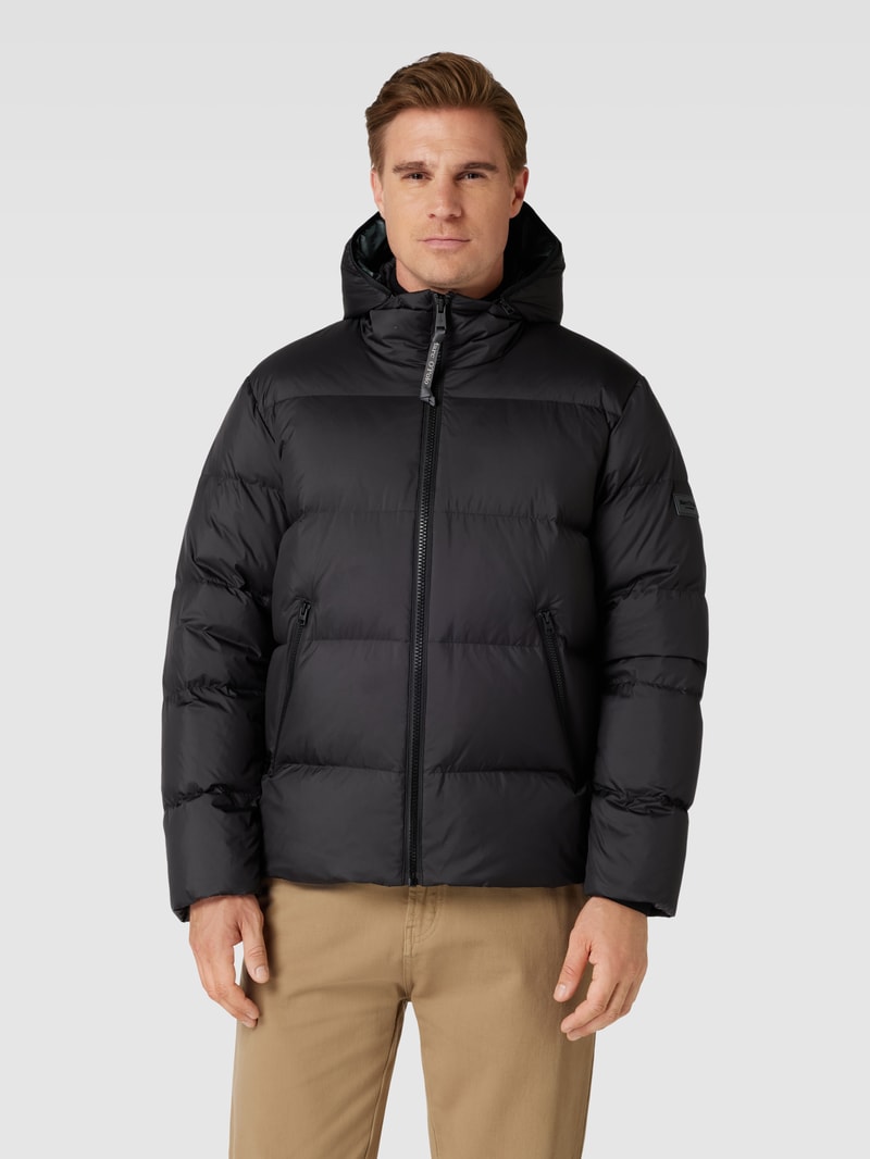 Daunenjacke in Stepp-Optik mit Label-Detail in schwarz
