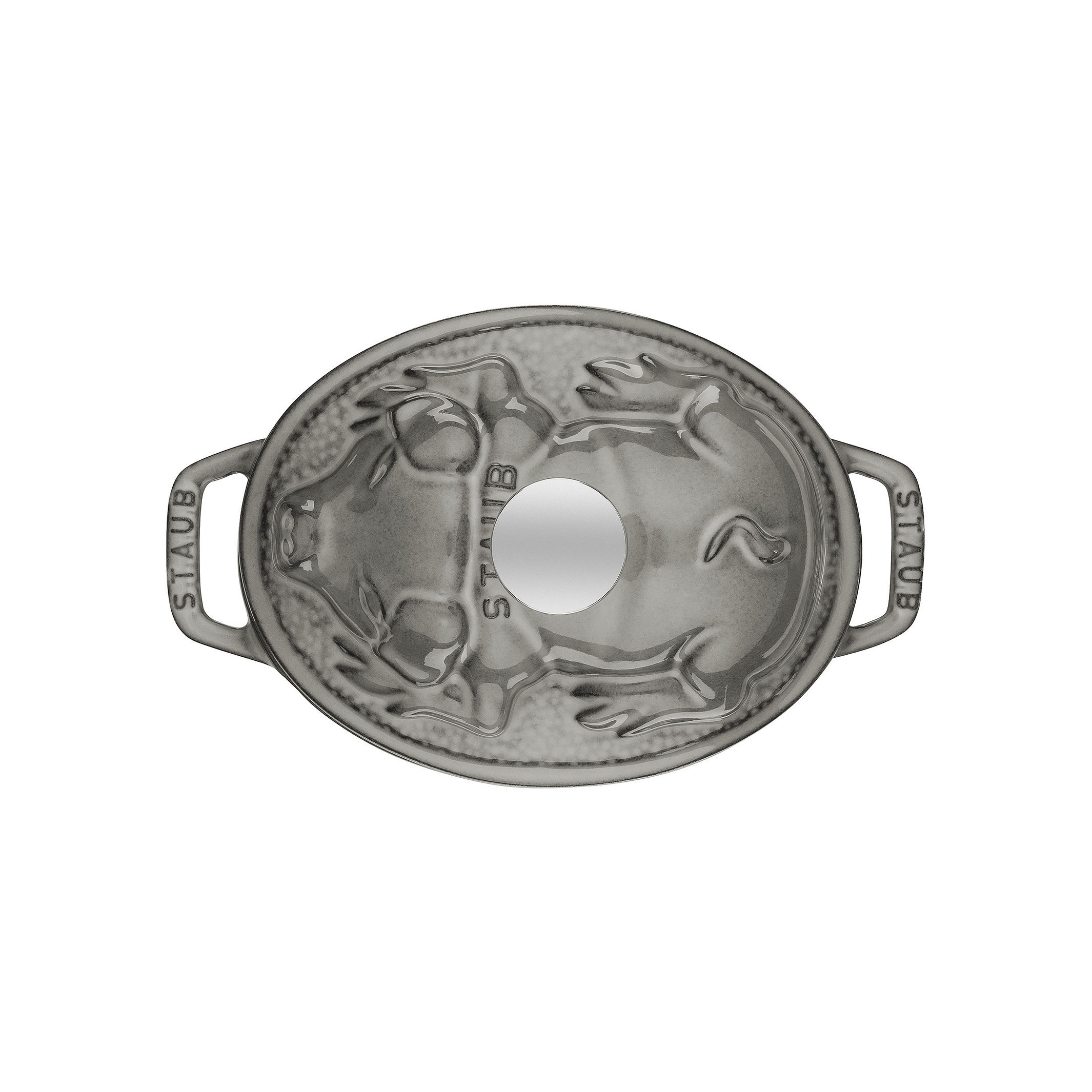 Cocotte Schweinedeckel 17 cm, oval, Graphit-Grau, Gusseisen