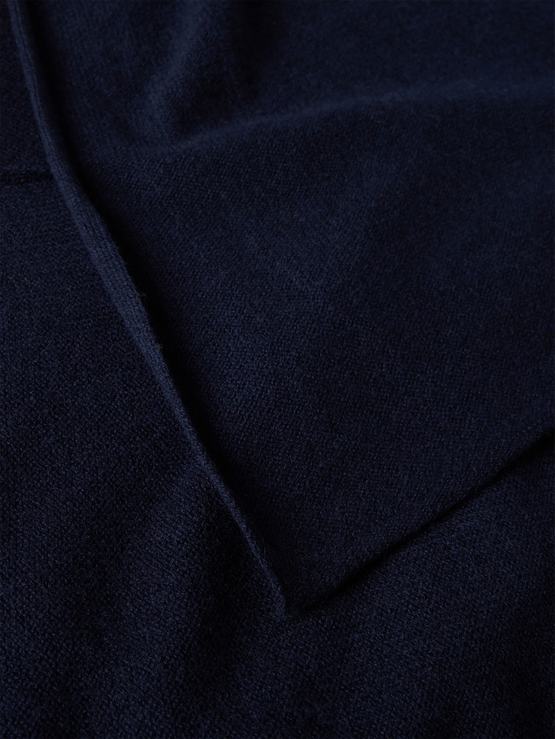 Schal aus Wolle-Kaschmir-Mix mit breiter Form in marineblau