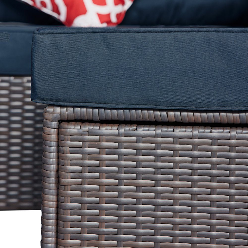 Mucola Gartenlounge-Set Gartenmöbel Sitzgruppe Lounge Rattanmöbel Gartenset XXL Marineblau, (Stück, 24-tlg), Hochdichter Schaumstoff