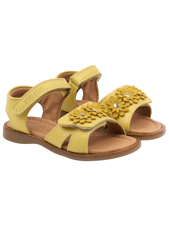 POM POM Leder-Sandalen in Gelb günstig kaufen