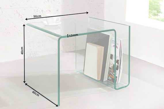 riess-ambiente Couchtisch FANTOME 50cm transparent, Wohnzimmer · eckig · Glas · mit Ablagefach
