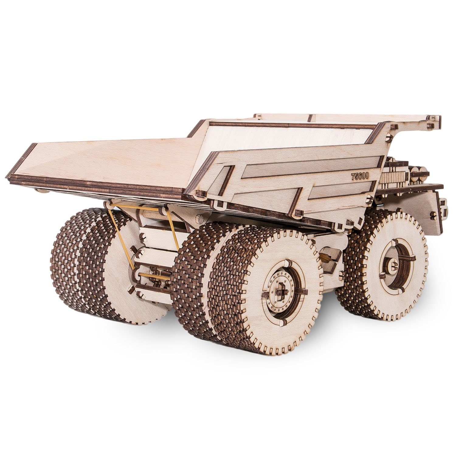 Eco Wood Art 3D-Puzzle Belaz 75600 – Großmuldenkipper – mechanischer Modellbausatz aus Holz, Puzzleteile
