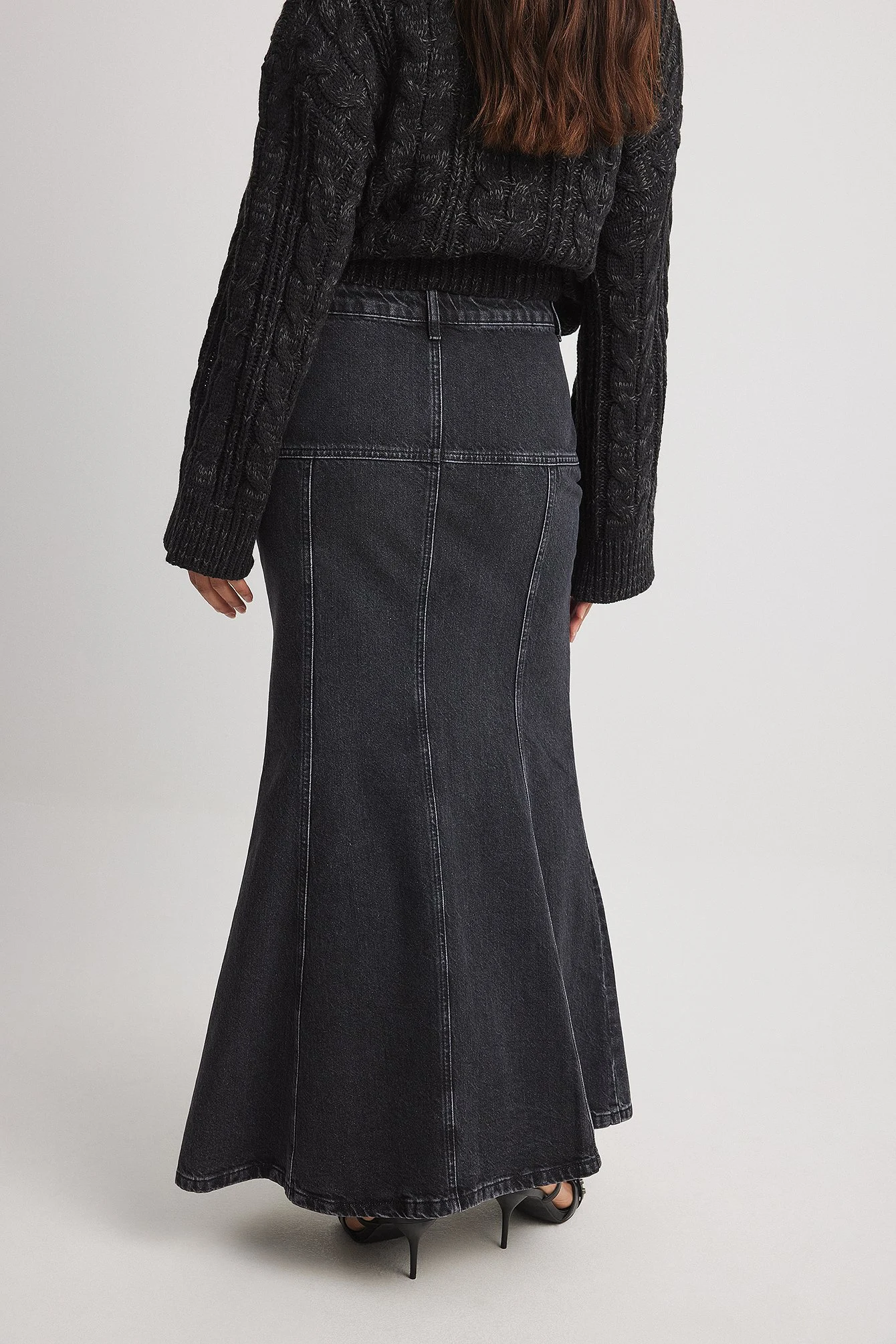 Maxi-Denim-Rock mit Nahtdetail