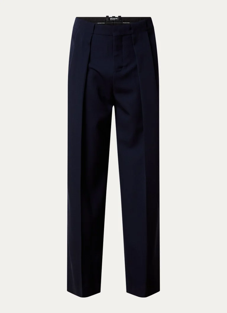 Pantaloni Balmain GDP din lână, croială lejeră, buzunare laterale.