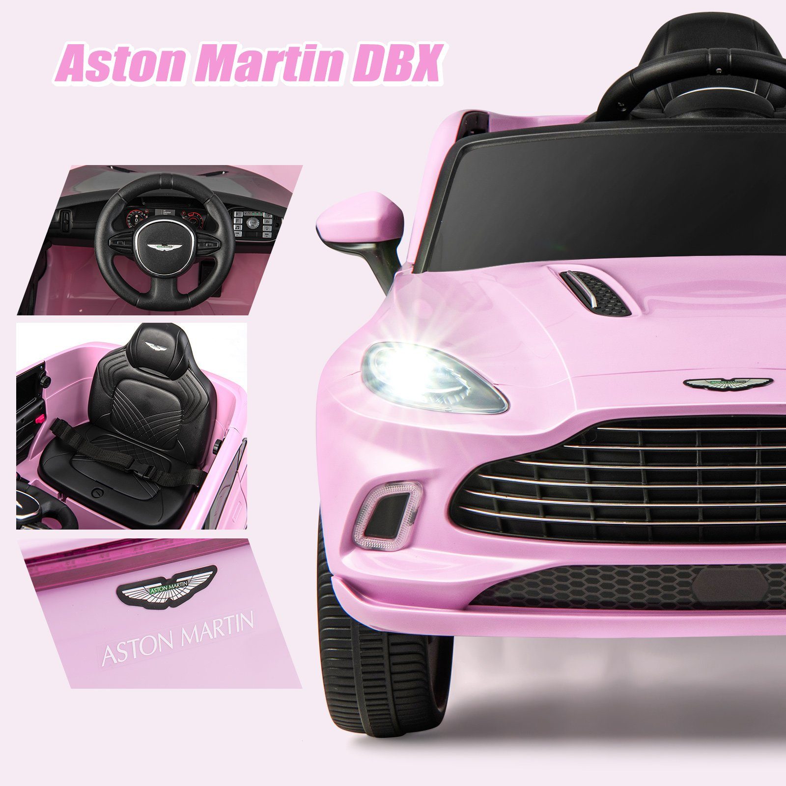 COSTWAY Elektro-Kinderauto 12V Aston Martin, mit verriegelbaren Türen & LED