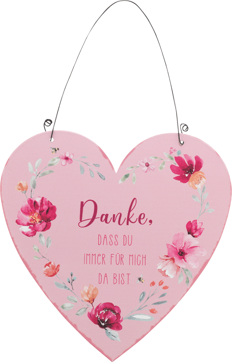 Metallherz mit Spruch \Danke, dass du immer für mich da bist\