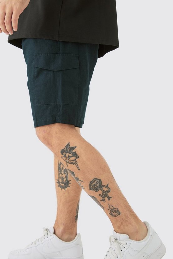 Leinen Cargo-Shorts mit elastischem Bund