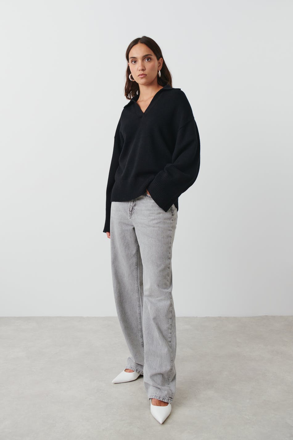 Knitted polo sweater