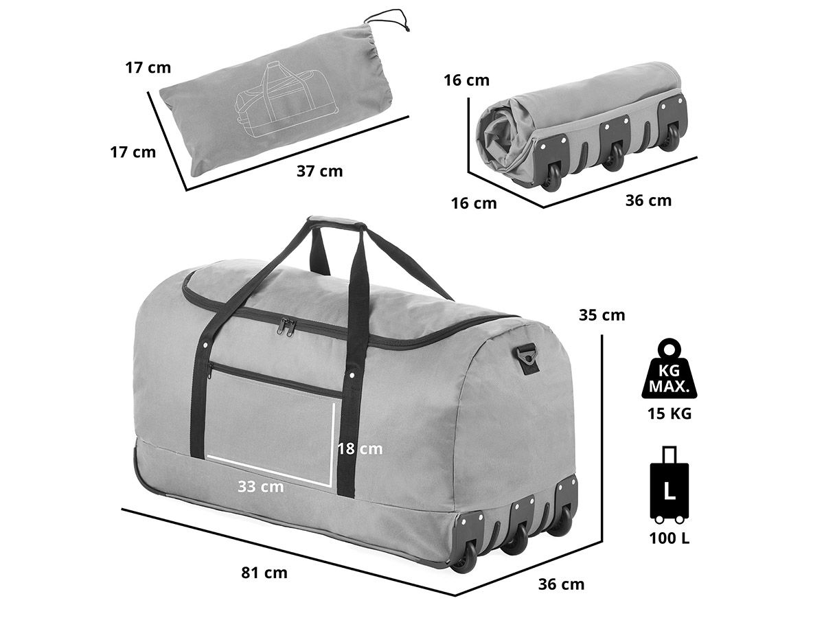 TravelZ 100 Liter faltbare Rolltasche