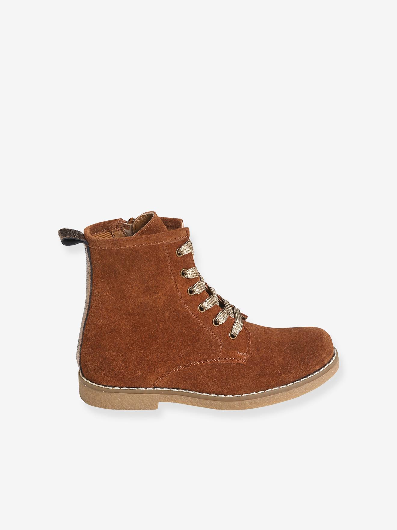 Vertbaudet Mädchen Boots mit Schnürsenkel + Reißverschluss - braun