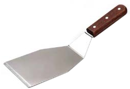 PaellaWorld International Paella World Edelstahl-Spachtel mit Holzgriff 32cm stabiler Wender empfindliches Grillgut breite Wendefläche konisch