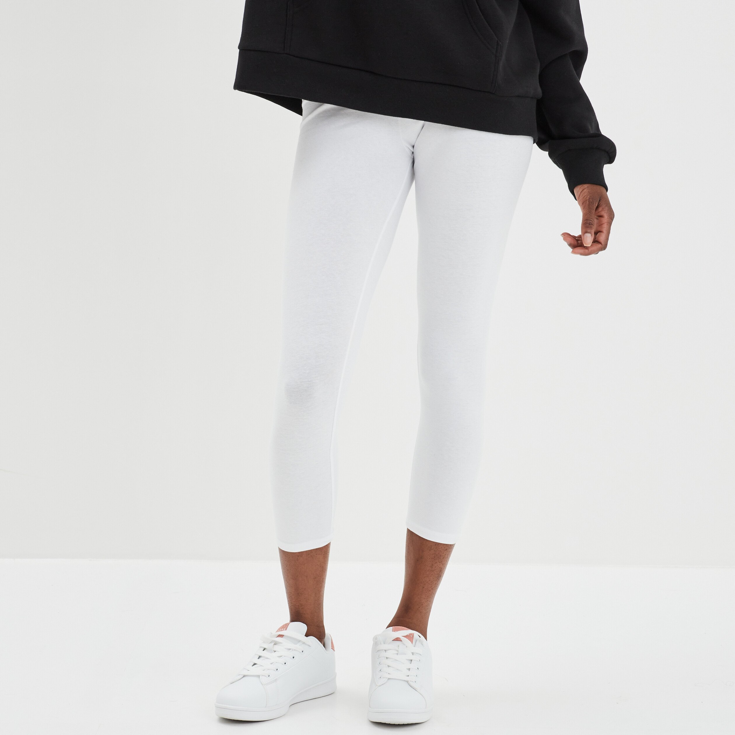 Legging 7 8ème taille élastiquée blanc femme | La Halle